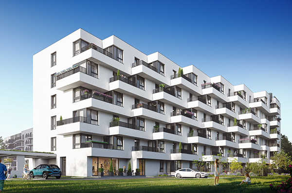 Budynek mieskzaniowy Alinea w Warszawie, wiz. Bouygues Immobilier Budynek mieskzaniowy Alinea w Warszawie, wiz. Bouygues Immobilier